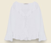 V-NECK BLUSE MIT VOLANTS