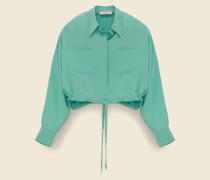 VERKÜRZTE SEIDENBLUSE MIT KORDELZUG