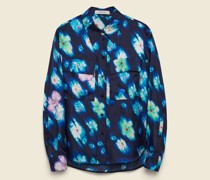 Bluse mit floralem Neon Print aus Seidentwill