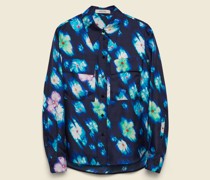 BLUSE MIT FLORALEM NEON PRINT AUS SEIDENTWILL