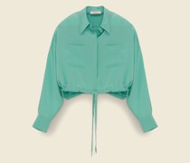 VERKÜRZTE SEIDENBLUSE MIT KORDELZUG