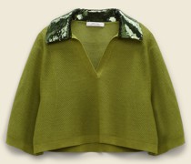 PULLOVER MIT BESTICKTEM POLOKRAGEN