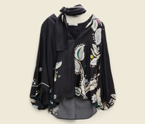 Seidenbluse mit Schal-Detail