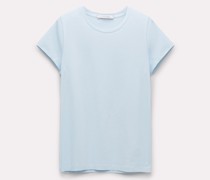 Round neck stretch cotton T-shirt
