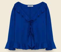 V-NECK BLUSE MIT VOLANTS