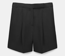 Shorts aus Leinenmix mit Bundfalten