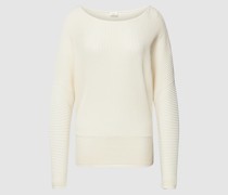 Strickpullover mit geripptem Rundhalsausschnitt