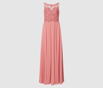 Abendkleid mit floralen Stickereien
