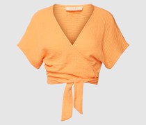 Cropped Wickelbluse mit Strukturmuster