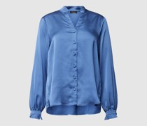 Bluse mit Tunikakragen in unifarbenem Design