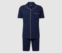 Pyjama mit Reverskragen Modell 'JERSEY PIPING'