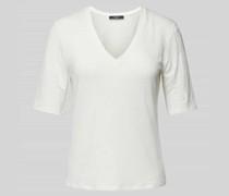 T-Shirt aus Leinen-Elasthan-Mix mit V-Ausschnitt Modell 'BRUNATE'