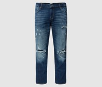 PLUS SIZE Slim Fit Jeans im Used-Look Modell 'GLENN'