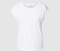 T-Shirt mit geripptem Rundhalsausschnitt