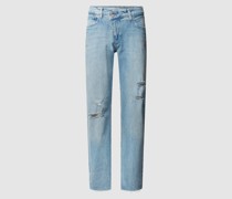 Straight Fit Jeans mit Ziersteinen Modell 'CRISS CROSS LUXUARY'