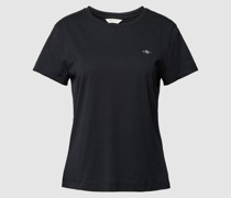 T-Shirt mit geripptem Rundhalsausschnitt
