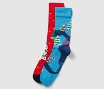 Socken mit Motiv-Print Modell 'Happy Holidays' im 2er-Pack