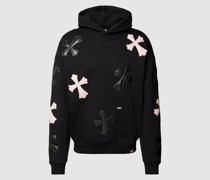 Hoodie mit Motiv-Stitching