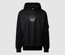 Hoodie mit Label-Print und Mesh