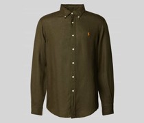 Custom Fit Leinenhemd mit Label-Stitching