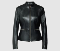 Lederjacke mit Reißverschlusstaschen Modell 'Salometa'