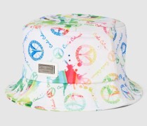 Bucket Hat mit Label- und Motiv-Print Modell 'PEACE'