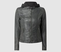 Lederjacke mit Reißverschlussblende