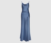 Maxikleid aus Satin mit Wasserfall-Ausschnitt