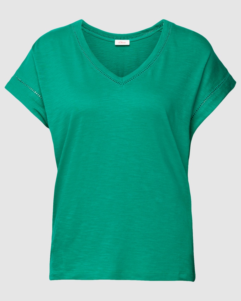 S.Oliver Damen T-Shirt mit V-Ausschnitt