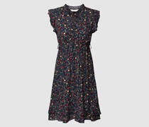 Knielanges Kleid aus Viskose mit Bindegürtel