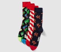 Socken mit Motiv-Print Modell 'Gingerbread House' im 4er-Pack