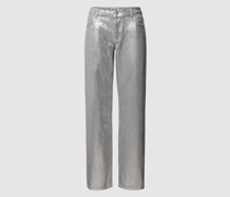 Straight Leg Jeans in Silber Metallic