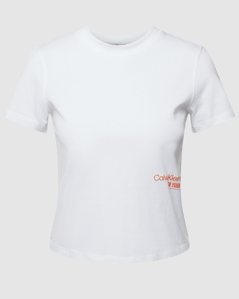 Calvin Klein Damen T-Shirt mit Label-Print