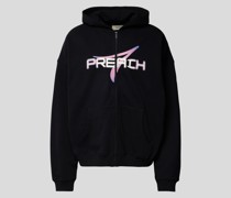 Oversized Sweatjacke mit Label-Print