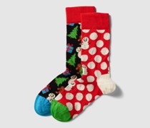 Socken mit Allover-Muster Modell 'Big Dot Snowman'