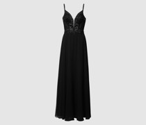 Abendkleid mit floralem Spitzenbesatz