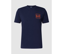 T-Shirt mit Label-Print und geripptem Rundhalsausschnitt