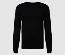 Pullover mit geripptem Rundhalsausschnitt