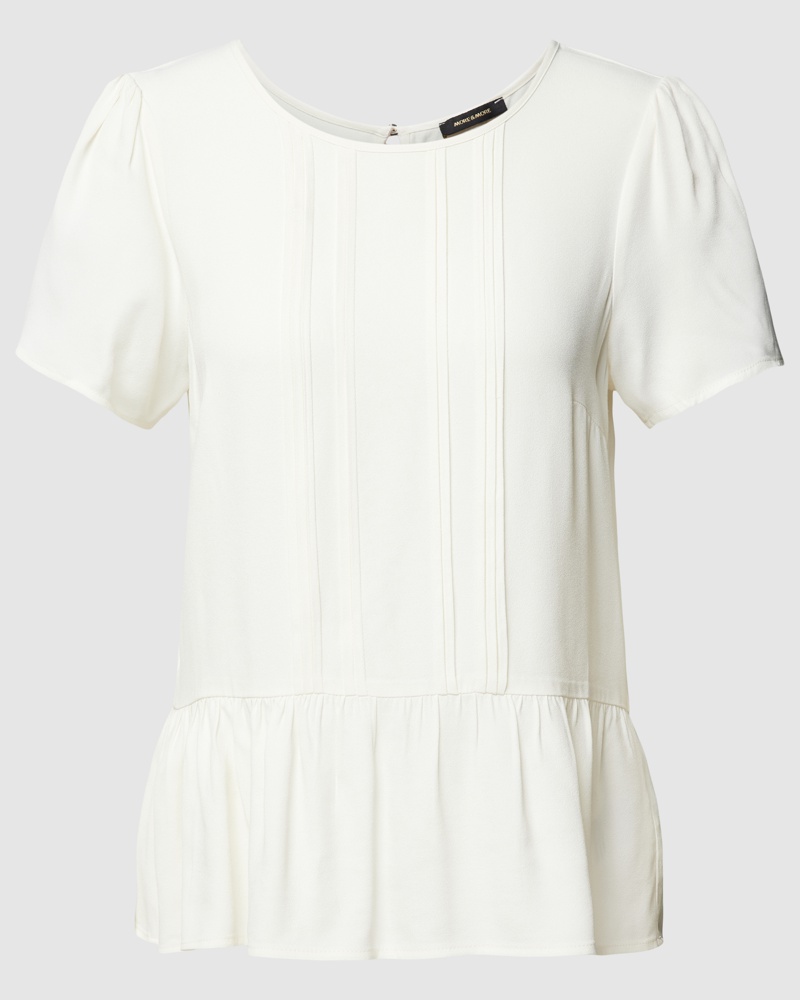 More & More Damen Blusenshirt aus Viskose mit Kellerfalten