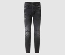 Tapered Fit Jeans im Used-Look