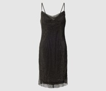 Knielanges Cocktailkleid aus Netzstoff mit Glitzer