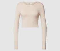 Cropped Strickpullover mit Feinripp Modell 'KAROL'