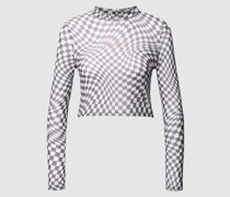 Cropped Longsleeve mit Karomuster Modell 'Mesh Top Checkmate'