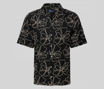Regular Fit Leinenhemd mit Motiv-Stitching