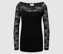 Longsleeve mit Spitzeneinsatz Modell 'Lacy Boat'