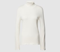 Rollkragenpullover aus Viskose-Mix mit Wellensaum