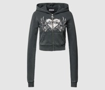 Sweatjacke mit Label-Print