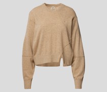 Wollpullover mit Label-Stitching