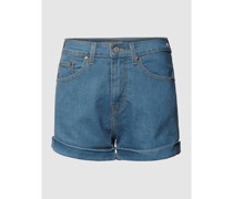 Mom Fit Jeansshorts mit Label-Patch