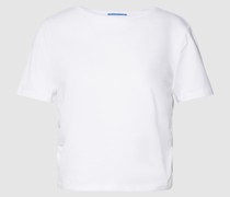 Cropped T-Shirt mit seitlichen Raffungen